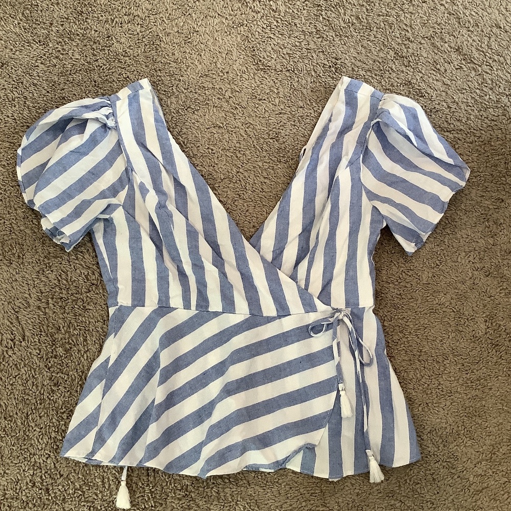 Stripped Peplum Short Sleeve